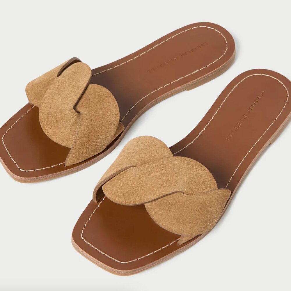 NIB/ NWT Loeffler Randall Willajo Suede Braid Sandal — Toffee — Size 10.5